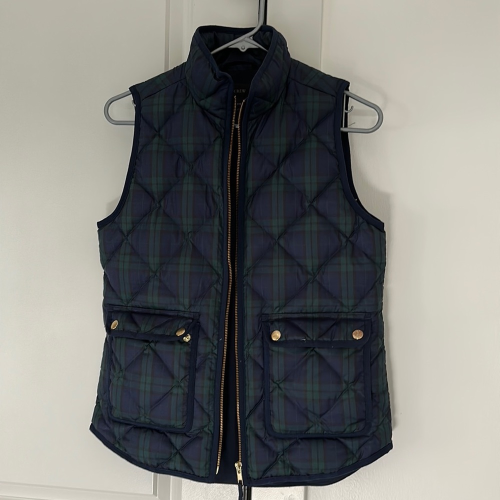 J Crew Excursion Vest Black Watch Plaid XXS